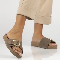Leather flip-flops Yokono JERBA-114 NOBUCK TABACO brown