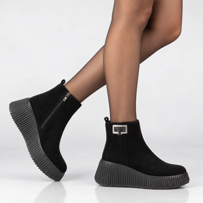 Leather platform ankle boots Filippo DBT6392/26 BK black