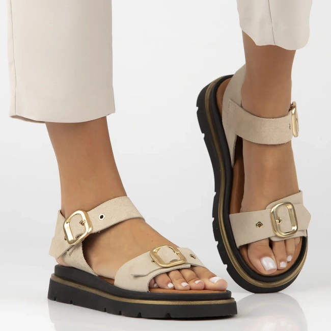Leather sandals Yokono YAMBRE-251 SERRAJE CRUDO beige