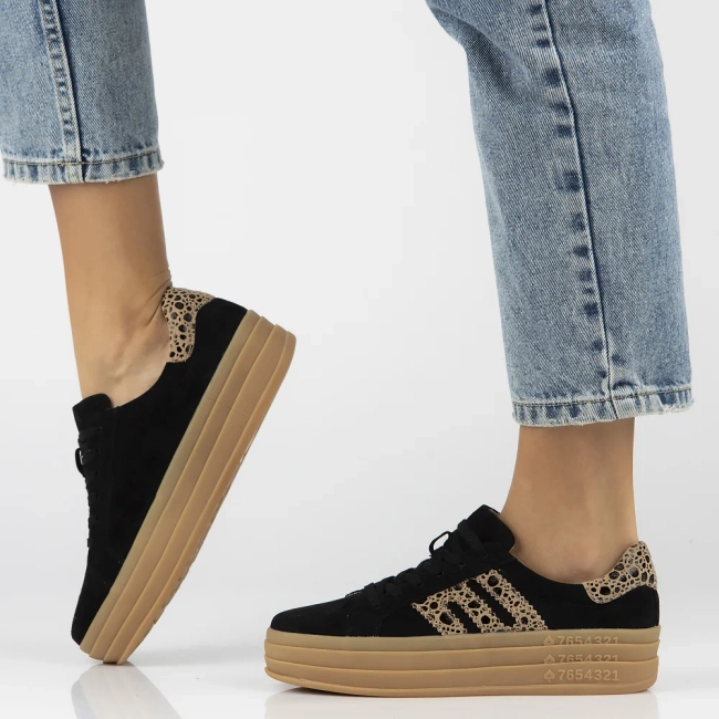 Leather sneakers Filippo DP6744/25 BK LEO black