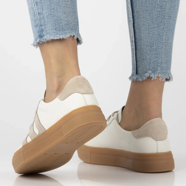 Leather sneakers Filippo DP6798/25 WH BE white