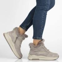 Skórzane botki na platformie Filippo DBT7240/25 BE beżowe