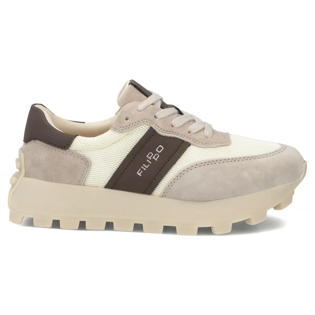 Skórzane sneakersy na platformie Filippo DP7561/26 BE beżowe