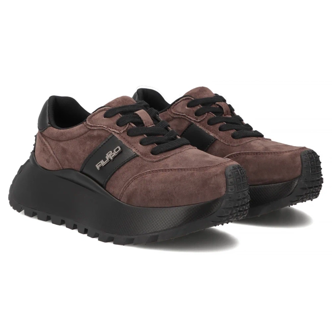 Skórzane sneakersy Filippo DP6785/26 D BR ciemnobrązowe