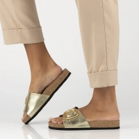 Leather flip-flops Yokono JERBA-114 SAMOA PLATINO gold