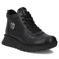 Skórzane botki na platformie Filippo DBT7145/25 BK czarne