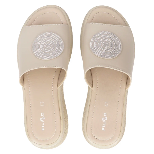 Leather flip-flops Filippo DK6987/25 BE beige