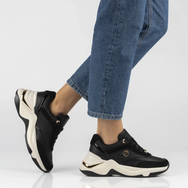 Skórzane sneakersy Filippo DP7766/26 BK czarne