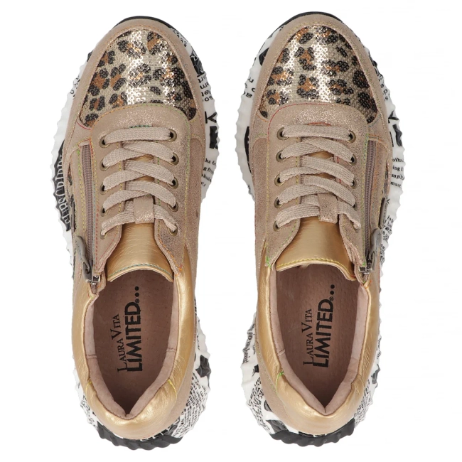 Skórzane sneakersy Laura Vita burton 11 dore beżowe