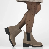 Skórzane botki na platformie Filippo DBT4805/24 TP BK beżowe