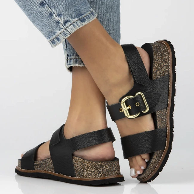 Skórzane sandały Yokono OCA-254 OPAK NEGRO czarne