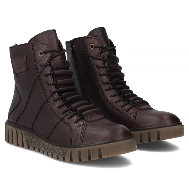 Leather ankle boots Rieker Y3421-35 burgundy