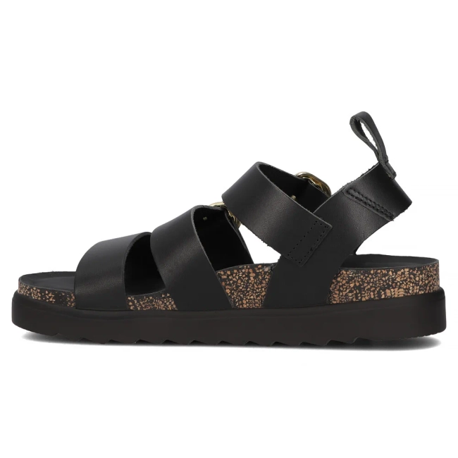 Leather sandals TUNEZ-127 VAQ NEGRO black