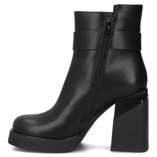 Skórzane botki na obcasie Filippo DBT7183/25 BK czarne