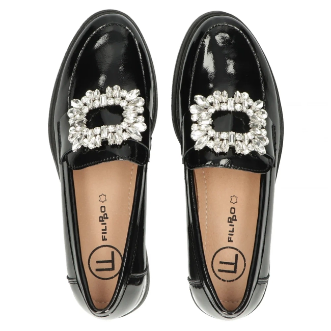 Skórzane lordsy Filippo DP4787/23 BK czarne