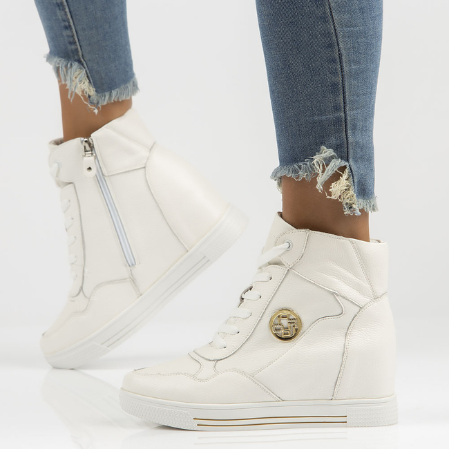 Skórzane Sneakersy Filippo DBT3552/22 WH białe