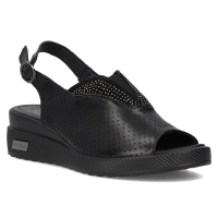 Skórzane sandały na platformie Filippo DS6145/24 BK czarne