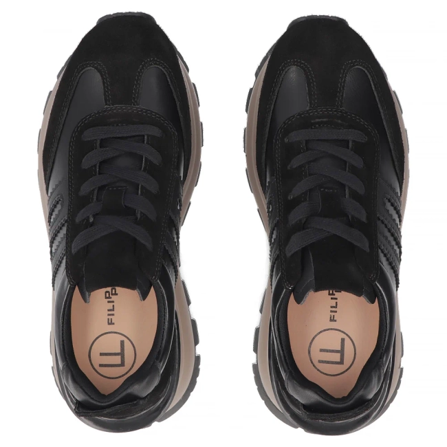 Leather sneakers Filippo DP7408/25 BK black