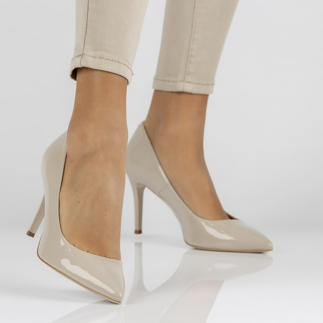 Skórzane czółenka Bravo Moda 1679 szare