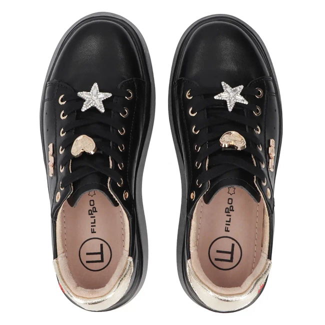 Leather sneakers Filippo DP6790/25 BK black