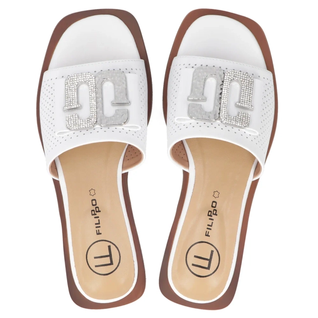 Leather flip-flops Filippo DK6985/25 WH white