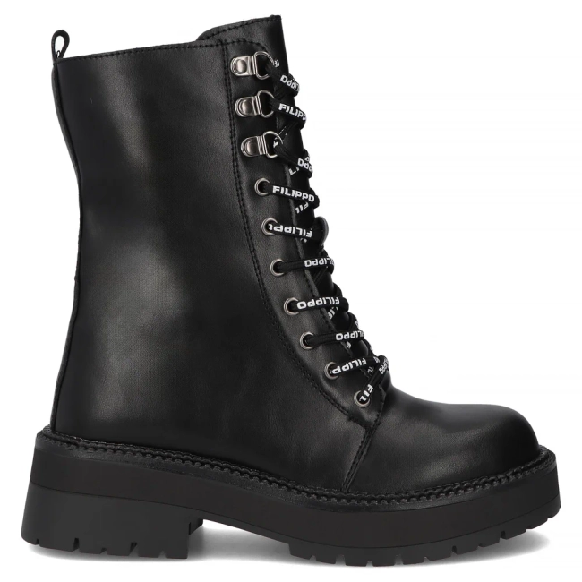 Skórzane botki typu workery Filippo DBT7256/25 BK czarne