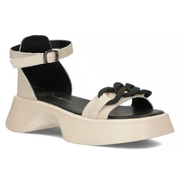 Skórzane sandały na platformie Filippo DS4458/23 BE beżowe