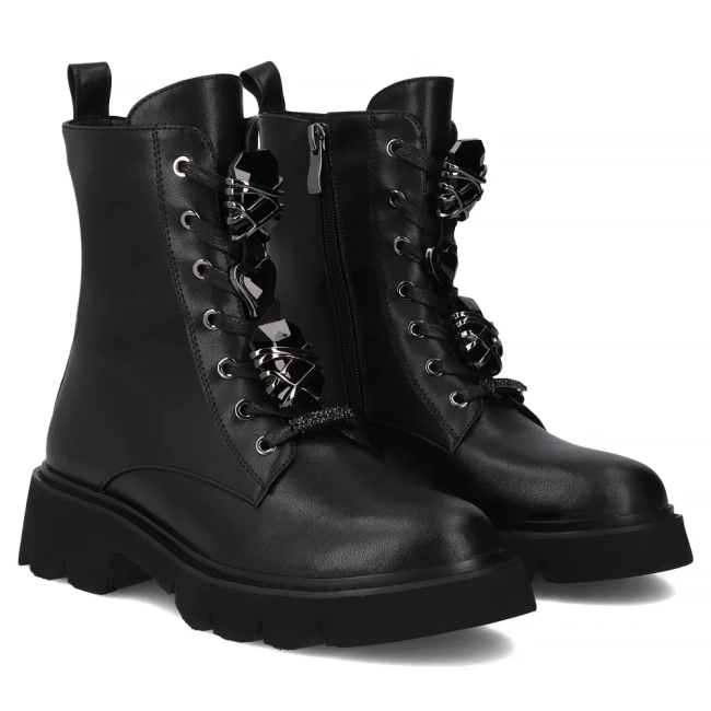 Skórzane botki Filippo DBT7308/25 BK czarne