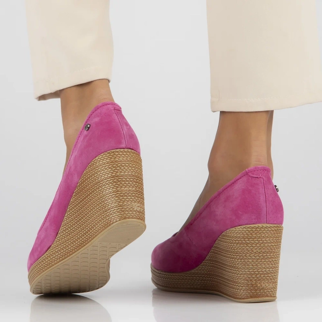 Skórzane półbuty na koturnie Filippo DP3521/24 FH fuksja