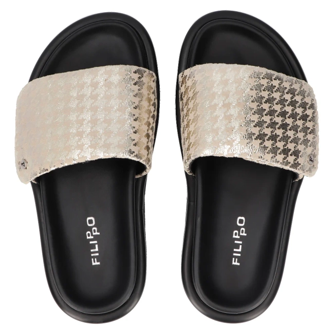 Skórzane klapki Filippo DK6150/24 GO złote