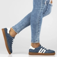 Skórzane sneakersy Filippo DP6742/25 BL niebieskie