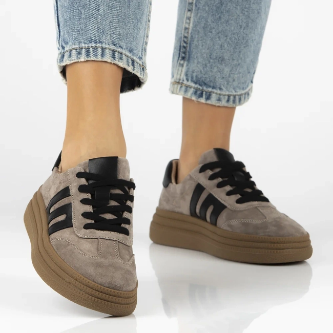 Skórzane sneakersy Filippo DP7114/25 TP taupe