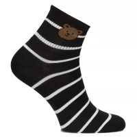 Women's Socks Oemen S019 BLK WHT brown bear