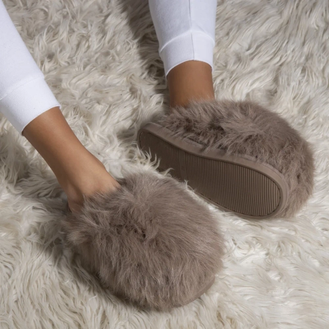 Fur slippers Filippo DK7475/25 TP taupe