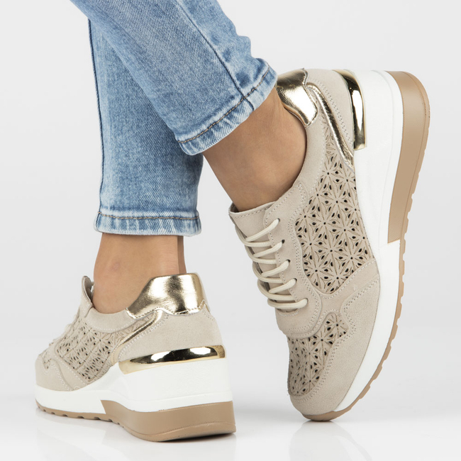 Skórzane sneakersy Filippo DP4669/23 BE beżowe