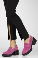 Skórzane półbuty na obcasie Filippo DP4685/23 FH różowe