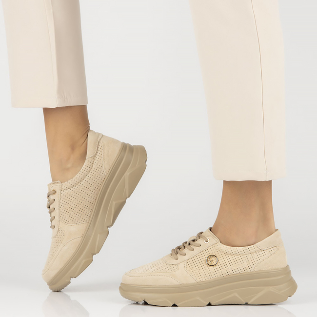 Skórzane Sneakersy Filippo DP2138/23 BE BE beżowe