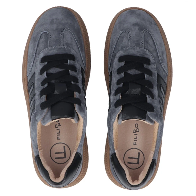 Skórzane sneakersy Filippo DP7114/25 BL niebieskie