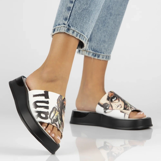 Leather flip-flops Filippo DK6158/25 WH white