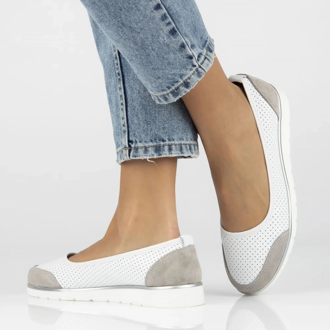 Leather shoes Filippo DP4524/25 WH GR white-grey