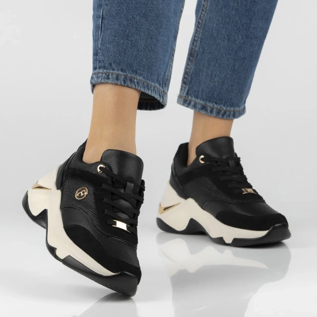 Skórzane sneakersy Filippo DP7766/26 BK czarne