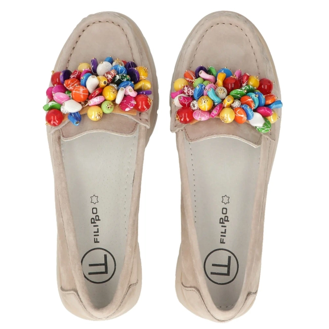 Leather loafers Filippo DP6828/25 BE beige