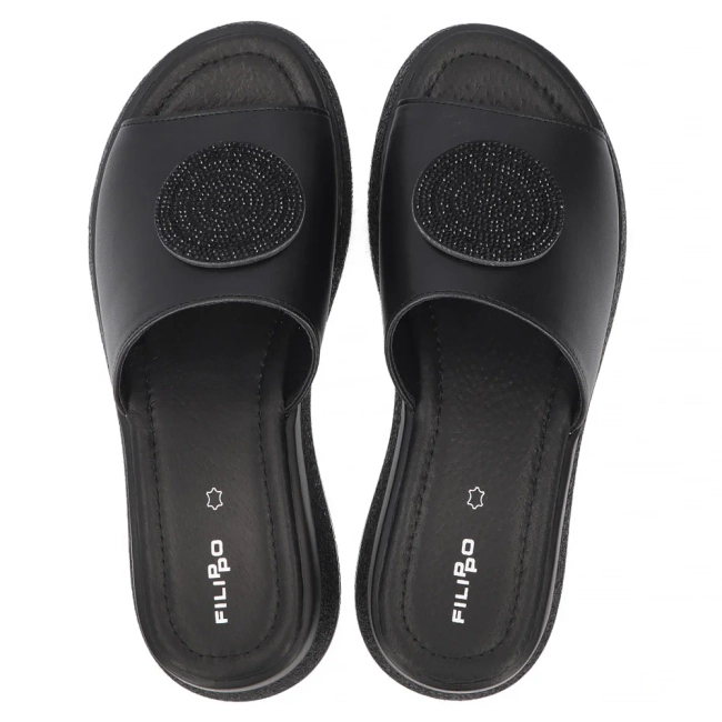 Leather flip-flops Filippo DK6987/25 BK black