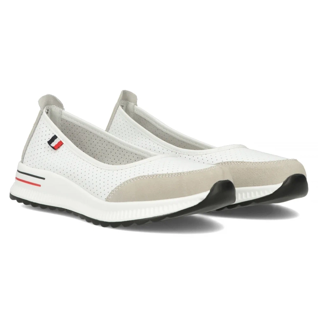 Skórzane półbuty Filippo DP6134/25 WH GR biało-szare
