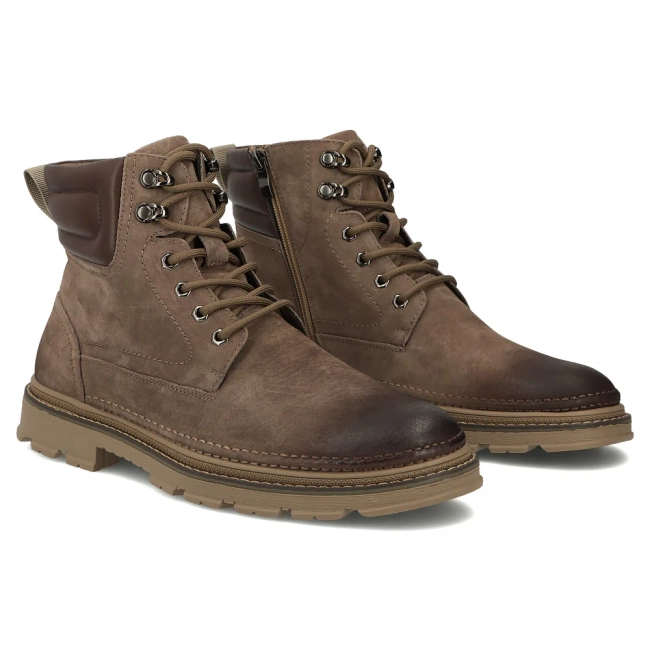 Skórzane botki Filippo MBT8298/26 BE beżowe