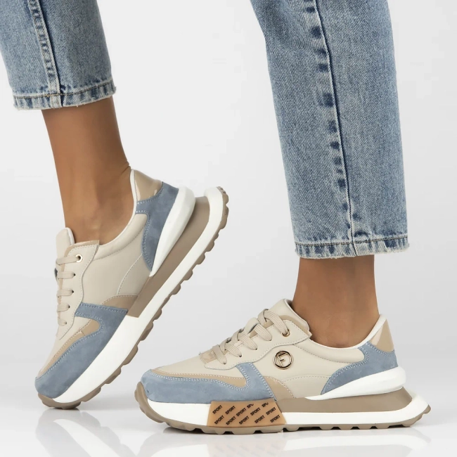 Skórzane sneakersy Filippo DP6733/25 BE BL beżowe