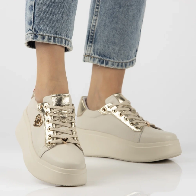 Skórzane sneakersy Filippo DP6792/25 BE beżowe