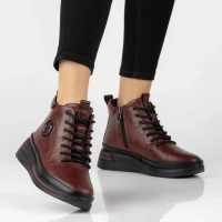 Leather platform ankle boots Filippo DBT4215/26 BG burgundy
