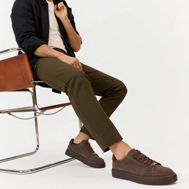 Skórzane sneakersy Filippo MP8277/26 TP taupe