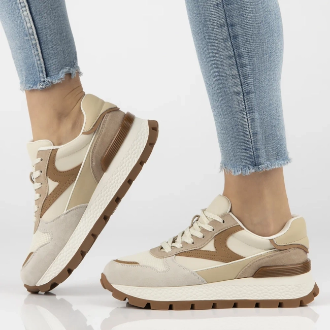 Skórzane sneakersy Filippo DP7070/25 BR biało brązowe